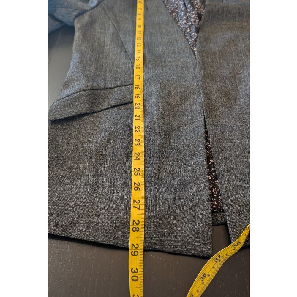 Skies Are Blue Gray Open Front Blazer Medium Ruched Sleeve Career Jacket - Picture 7 of 8